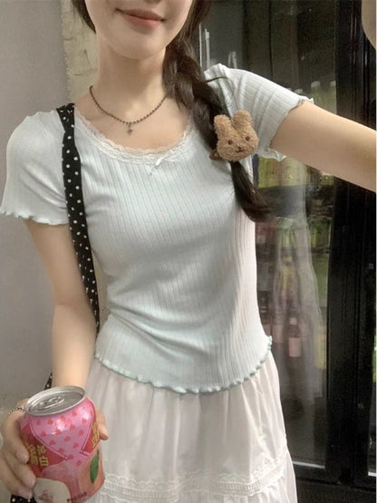 TP044 纯欲风蕾丝拼接上衣