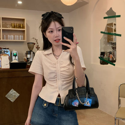 TP050 美式辣妹修身显瘦Polo领T恤