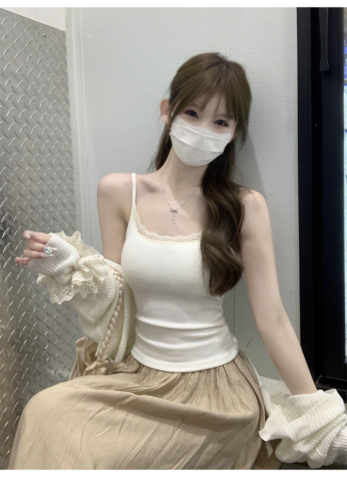 TB009 带胸垫蕾丝花边背心