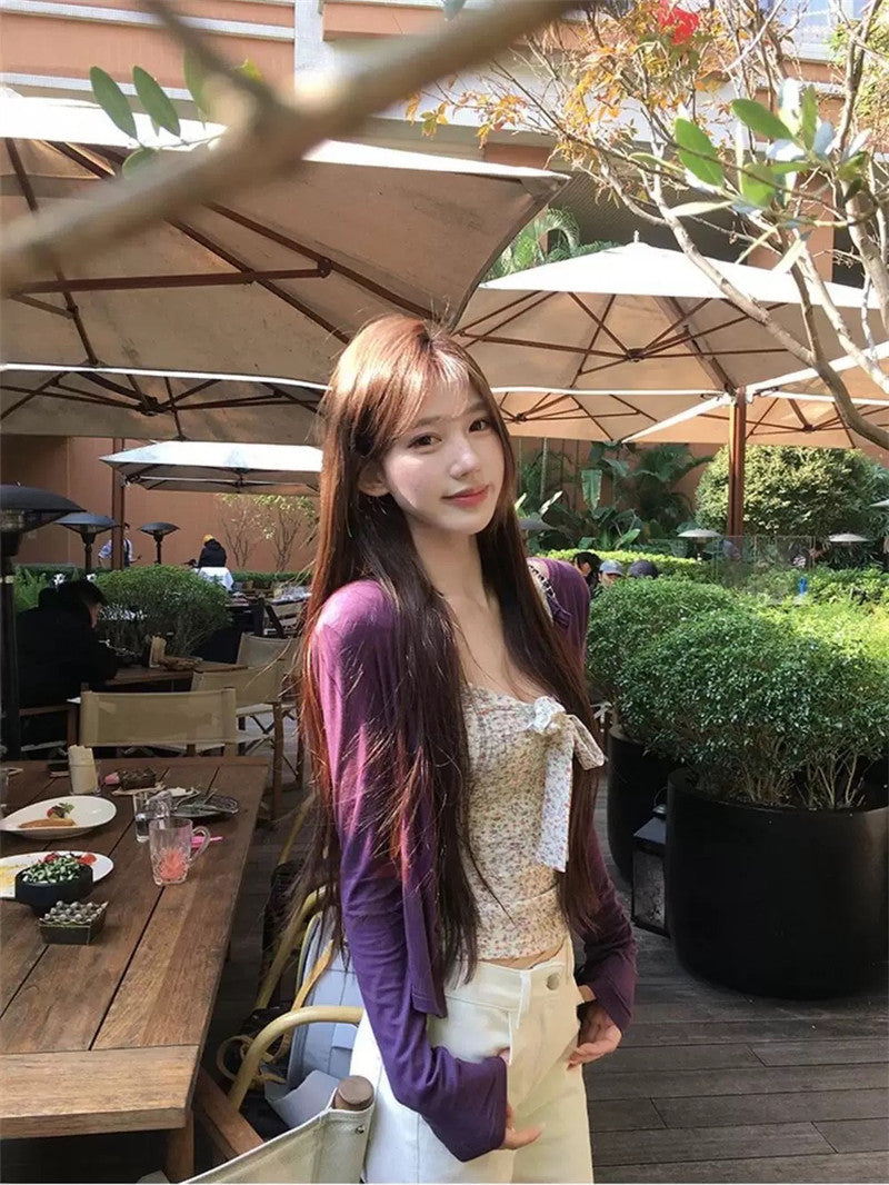 TB022 Ins碎花蝴蝶结吊带