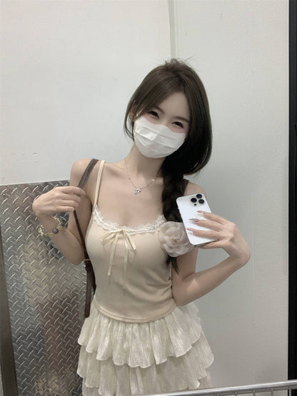 TB012 带胸垫吊带女蕾丝花边吊带