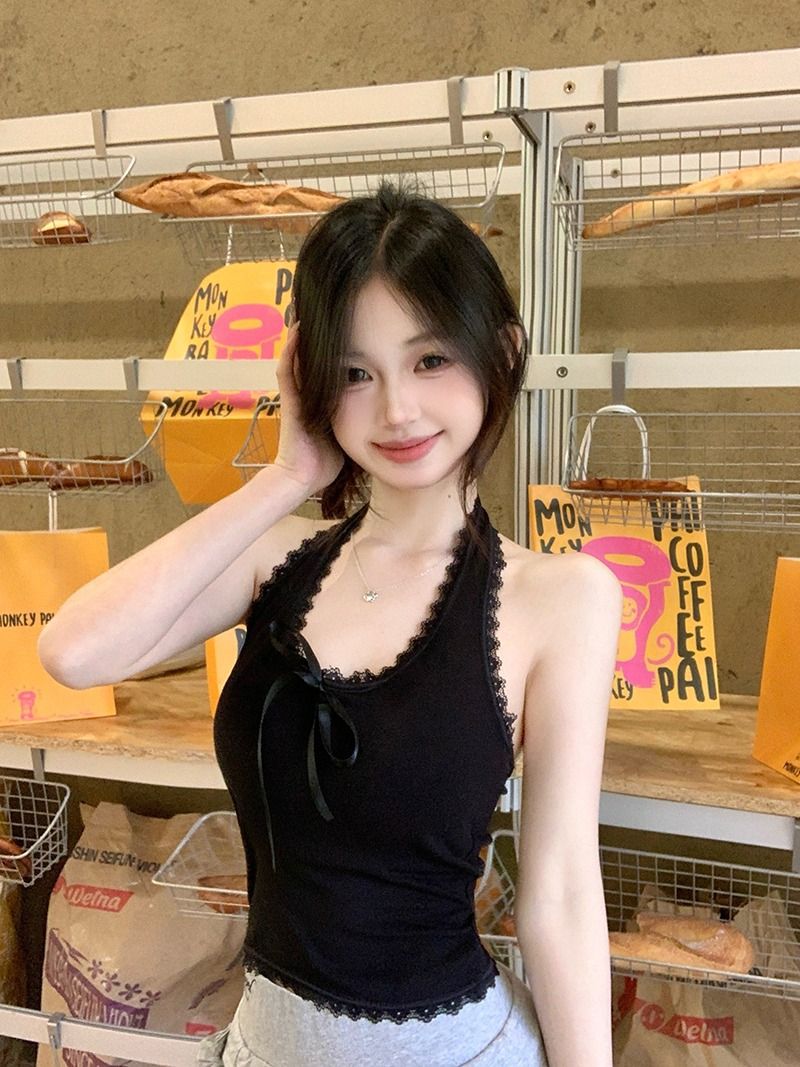 TB017 挂脖蕾丝吊带小背心