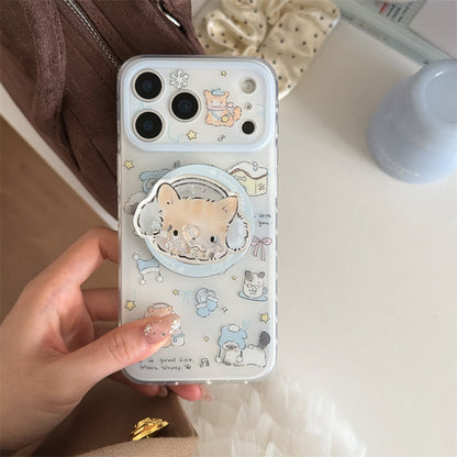 CY043 蓝围巾小猫雪人磁吸手机壳