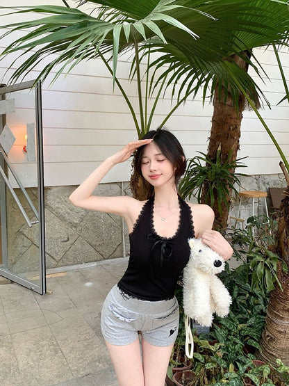 TB017 挂脖蕾丝吊带小背心