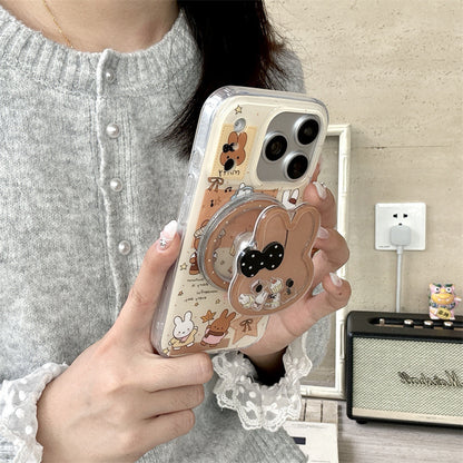CY023 秋冬棕色系米菲兔磁吸手机壳
