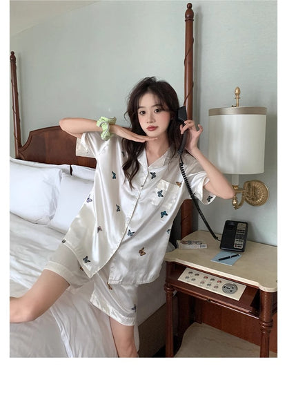 SW040 冰丝蝴蝶睡衣套装