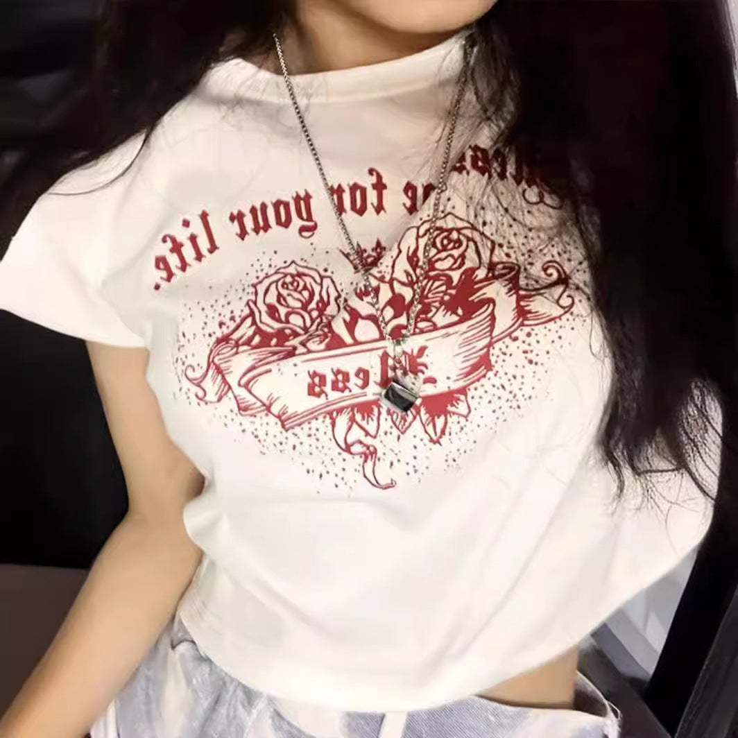 TP010 印花露脐短上衣