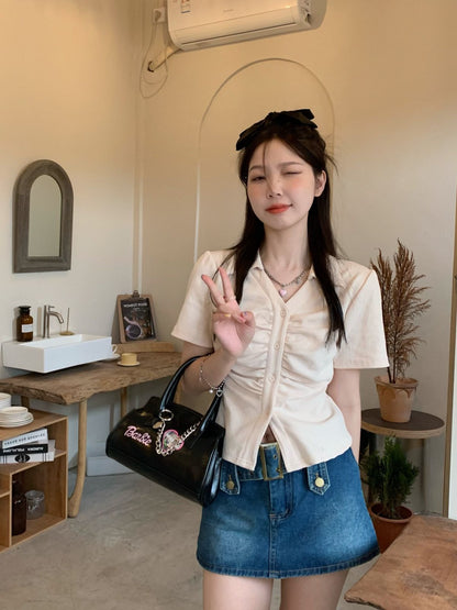 TP050 美式辣妹修身显瘦Polo领T恤