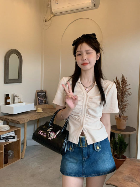 TP050 美式辣妹修身显瘦Polo领T恤