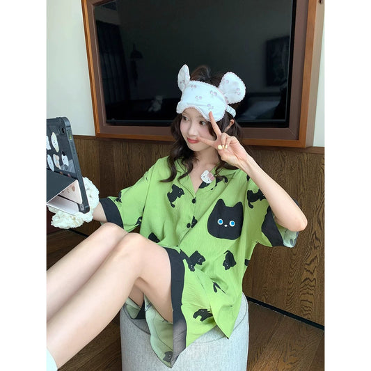 SW008 云朵棉可爱小黑猫睡衣