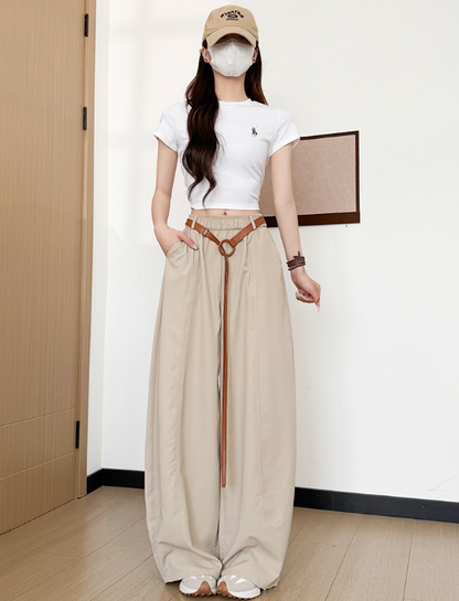 BB027 高腰垂感山本阔腿裤