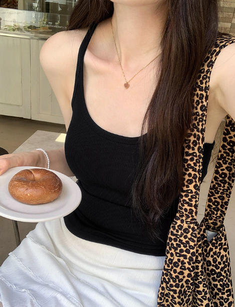 TB005 复古辣妹大U领吊带背心