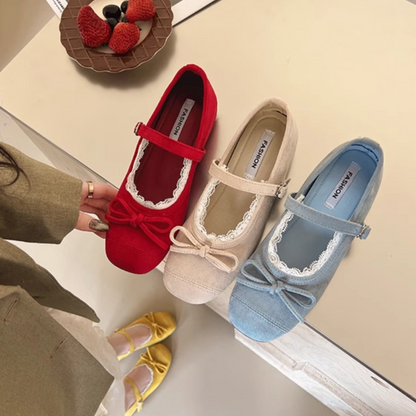 HS023 温柔蝴蝶结软底芭蕾鞋