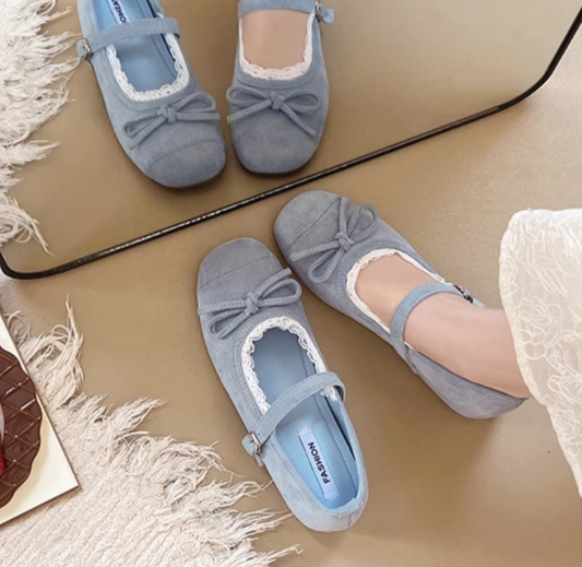 HS023 温柔蝴蝶结软底芭蕾鞋