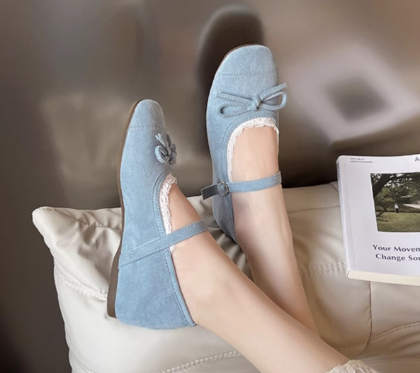 HS023 温柔蝴蝶结软底芭蕾鞋