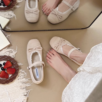 HS023 温柔蝴蝶结软底芭蕾鞋