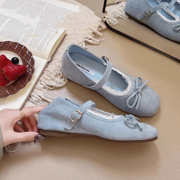 HS023 温柔蝴蝶结软底芭蕾鞋