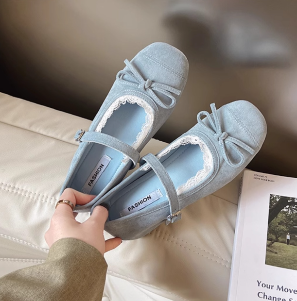 HS023 温柔蝴蝶结软底芭蕾鞋