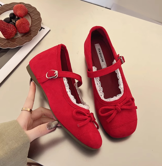 HS023 温柔蝴蝶结软底芭蕾鞋