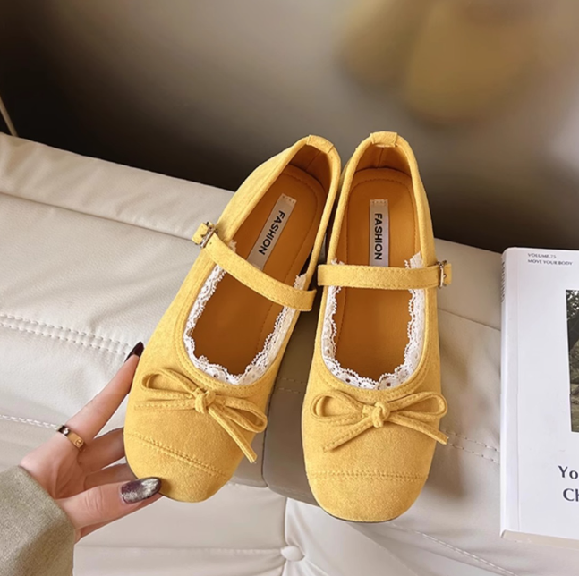 HS023 温柔蝴蝶结软底芭蕾鞋